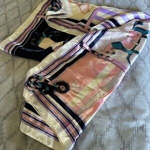 Silk feeling Scarf with Abstract Design